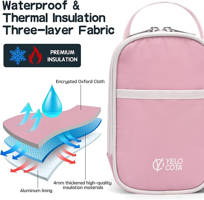 Small Insulated Lunch Bag- Snack Bag- Mini Cooler Bag with Handle for Travel,Work,School(Storage Space below 20oz)- Also Suitable for Pairing with Food Jar
