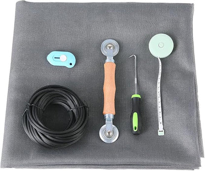 Windows Screen and Screen Door Repair Kit - 48"x118" Fiberglass Mesh Gray with Rolling Tool/Hook/Ruler/Cutter/Spline - Window Screen & Sliding Screen Door Replacement for Windows, TOOLTRIZ