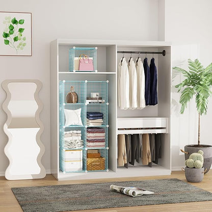 C&AHOME Wire Cube Storage, 9 - Cube Organizer Metal C Grids, Modular Shelves Units, Closet Organizer, Ideal for Home, Office, Living Room, 36.6”L x 12.4”W x 48.4”H, Blue UWCS3009B