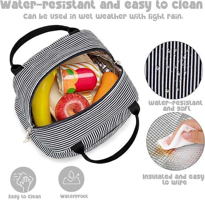 Bluboon Lunch Bag for Women Men Cute Corduroy Lunch Tote Bags Reusable Insulated Lunch Box Large Capacity Reusable Insulated Cooler for Work Picnic or Travel