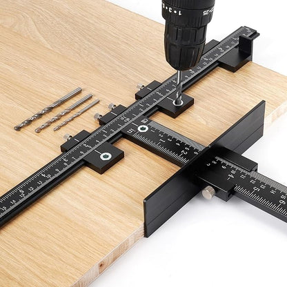 Aluminum Cabinet Hardware Jig, Punch Locator Drill Guide,Wood Drilling Dowelling Guide for Installation of Handles Knobs on Doors and Drawer, Cabinet Template Tool for Handles and Pulls