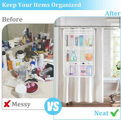 2 Pack Mesh Shower Caddy Hanging Organizer with 7 Pockets, Quick Dry Bathroom Storage Bag, Cruise Cabin and Dorm Essentials for Travel, Toiletry Organizer for Shampoo Soap