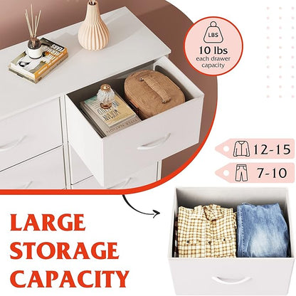 WLIVE White Dresser for Bedroom, 6 Drawer Double Dresser, Fabric Closet Dresser with Fabric Bins, Chest of Drawers for Closet, Living Room, Hallway