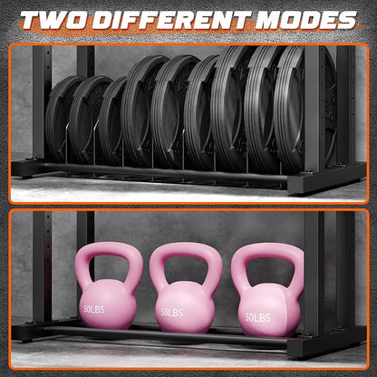 Upgraded 4-Tier Dumbbell Rack, 1100LBS Weight Rack for Home Gym, Barbell Holder Bumper Plate Storage Rack with Adjustable Height & Width Design, Heavy Duty Weight Storage Organizer (Rack Only)