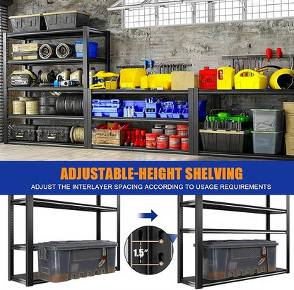 Garage Shelving Unit, Heavy Duty Storage Shelves, 24" D x 55" W x 84" H, Adjustable Metal Rack, Industrial Shelving for Basement, Garage, Basement