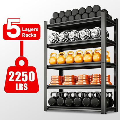 71"H Heavy Duty Metal Garage Shelving Unit, 5-Tier Garage Storage Shelves, 3000 lbs Capacity, Adjustable Tall Steel Shelf Rack Organizer for Basement Pantry Kitchen Warehouse, 35"W x 14"D, Black
