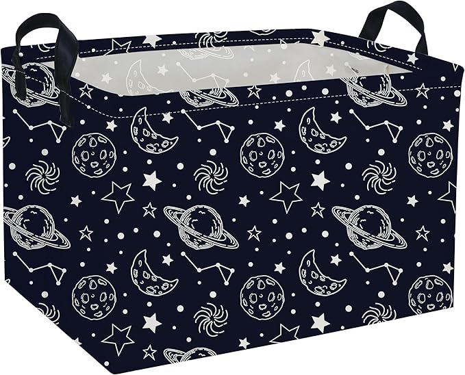 Rectangular Kids Baskets Star Basket Kids Storage Bins Girls Basket Cute Storage Bin Organizer Box Room Decor for Home(Starlit sky)