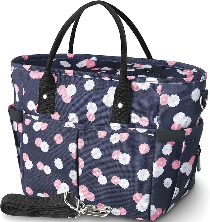 KIPBELIF Cute&Classy Roomy Insulated Lunch Bags for Women - Stylish & Functional Large Tote Adult Lunch Box for Working & Picnic (Dark Blue Plum, L)