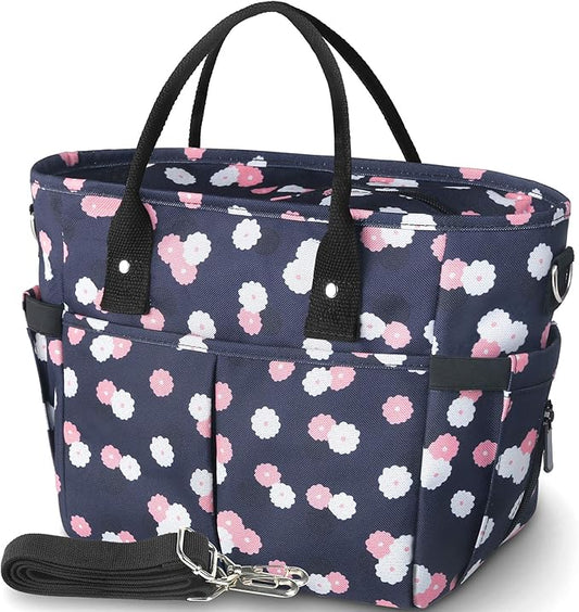 KIPBELIF Cute&Classy Roomy Insulated Lunch Bags for Women - Stylish & Functional Large Tote Adult Lunch Box for Working & Picnic (Dark Blue Plum, L)