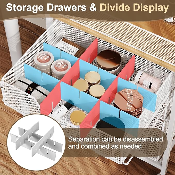 Makeup Cart Organizer with 4 Drawers, Large Floor Skincare Organizers, Vanity Storage Organizer Cosmetics Display Cases for Skin Care Perfume Nail Polish, White