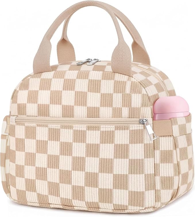 Lunch Box for Women, Cute Corduroy Insulated Lunch Bag Women Reusable Work Simple Adults Large Lunch Boxes Tote Bag Men Cooler Bag