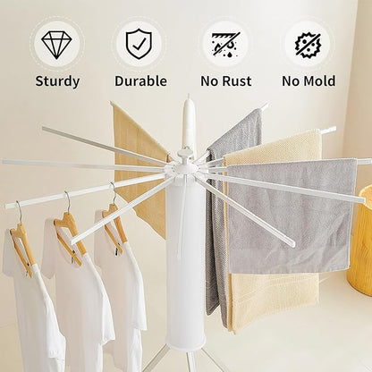 JOOM Tripod Clothes Drying Rack, Garment Rack Portable and Foldable Space Saving Laundry Drying Rack - Drying Rack Clothing Floor Folding Balcony Bedroom Household Aluminum