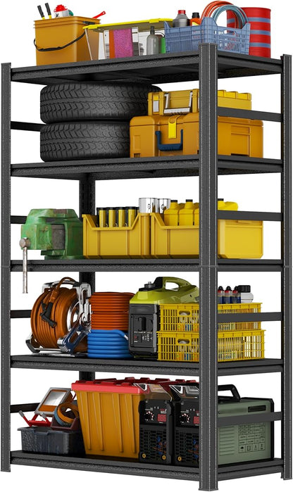 72"H Storage Shelves Heavy Duty 3000LBS Garage Shelving Metal Shelving Adjustable 5 Tier Shelving Unit Garage Organization for Basement, Warehouse, Pantry, Kitchen 35.4"W × 15.7"D × 72"H