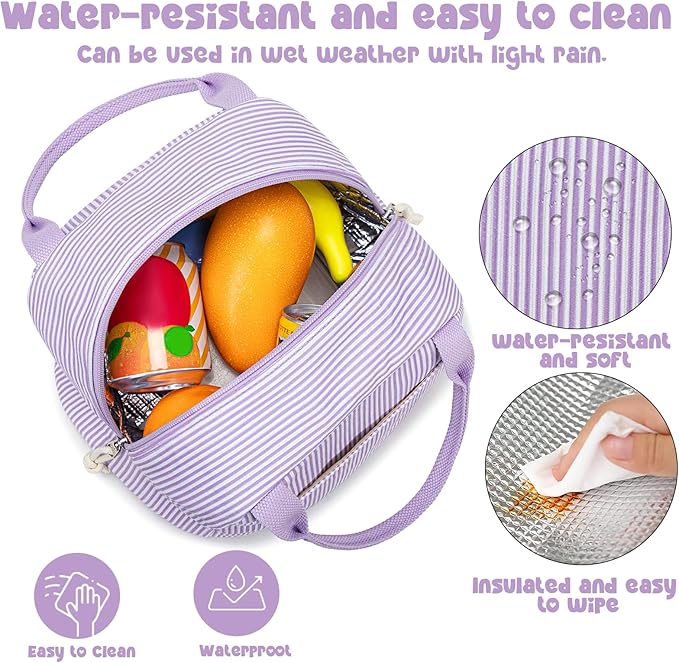Bluboon Lunch Bag for Women Men Cute Corduroy Lunch Tote Bags Reusable Insulated Lunch Box Large Capacity Reusable Insulated Cooler for Work Picnic or Travel