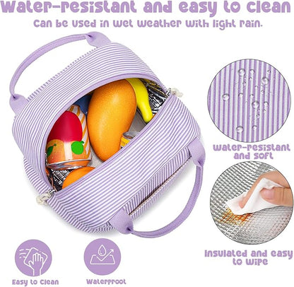 Bluboon Lunch Bag for Women Men Cute Corduroy Lunch Tote Bags Reusable Insulated Lunch Box Large Capacity Reusable Insulated Cooler for Work Picnic or Travel