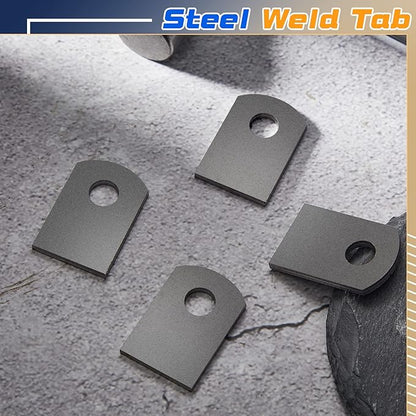 Dunzy 50 Pcs Steel Weld Tabs 1" W, 1 1/2" H, 3/8" Hole, 1/8" Universal Shock Mount Thick Flat Tab Brackets Gussets Weld on Light Tabs Mild Steel for Easy Welding