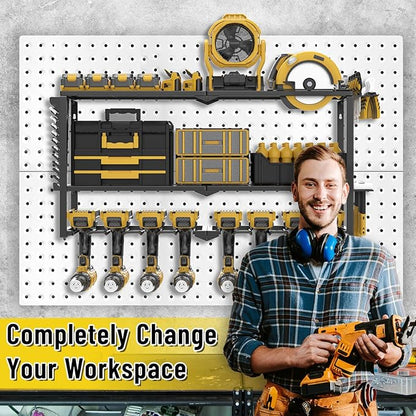 Power Tool Organizer Wall Mount, Heavy Duty 8 Drill Holder Wall Mount, Metal Cordless Tool Shelf, Tool Holder and Storage Rack for Garage Organization Workshop