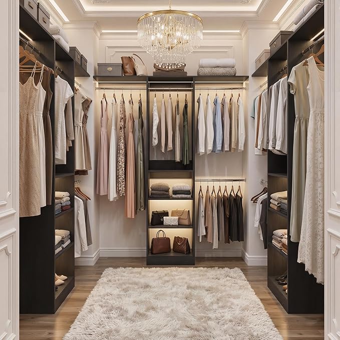 Cyclysio 4FT Small Closet System, 80"H Closet Organizer System with 4 Closets Rods & 3 Shelves, 48" Closets Organizers and Storage for Small Bedrooms, Laundry Rooms, Cloakrooms, Black