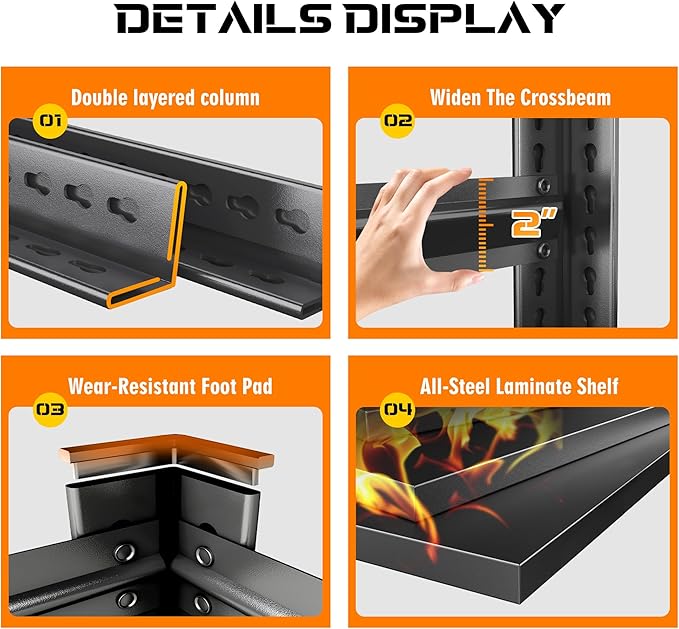 2 Tier Storage Shelves,Metal Shelving Units,Waterproof Bathroom Storage Racks,Double-Layer Adjustable Multi-Purpose Shelves,Suitable for Bathrooms,Kitchen,Garages,Warehouses,and Basements