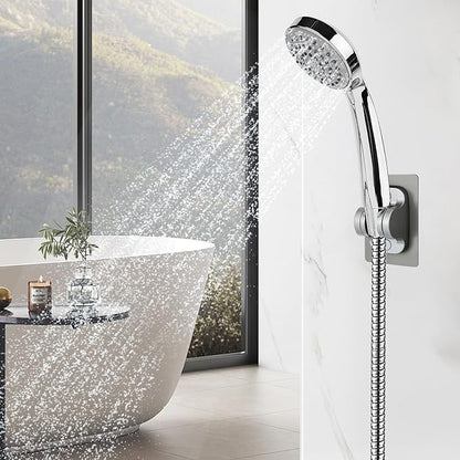 Strong Adhesive Adjustable Shower Head Holder- Wall Mounted Heavy Duty Shower Head Shelf Bracket, Plastic Bracket Stick on Wall, Mount ABS- Shower Head Holder for Bathroom use (Grey)