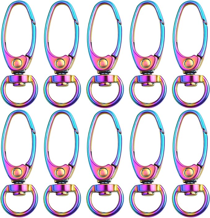 BronaGrand Swivel Clasp Clips,20pcs 35mm Swivel Trigger Clips Metal Keyring Clasps Snap Hooks for Hanging Key Chains Dog Leashes Crafts Decorations,Rainbow Color