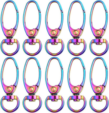 BronaGrand Swivel Clasp Clips,20pcs 35mm Swivel Trigger Clips Metal Keyring Clasps Snap Hooks for Hanging Key Chains Dog Leashes Crafts Decorations,Rainbow Color