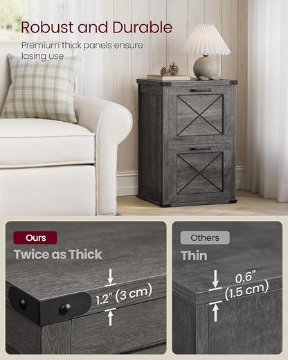 VASAGLE File Cabinet, Filing Cabinet with 2 File Drawers, Printer Stand, Fit A4, Letter Size, Hanging File Folders, Modern Farmhouse Style, for Home Office, Misty Gray UOFC048G01