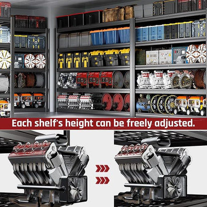 67" W Garage Shelving Heavy Duty, 18" D Garage Shelves, 78" H Adjustable Storage Shelving Unit, 5 Tier Commercial Metal Shelves for Warehouse, Basement, Shop, 67" W x 18" D x 78" H,2 Pack