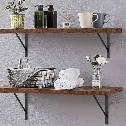 20 Pack L20 x H 12" Black Heavy Duty Shelf Brackets with Screws Metal Shelf Brackets Shelf Support Angle Brackets for Shelves L Brackets Heavy Duty Floating Shelf