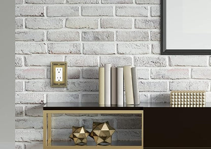 Henne Bery Sunken Pearls Heavy Duty Decorative Wall Plate Switch Plate Outlet Cover (Single Decorator, 3 Pack, Antique Brass)