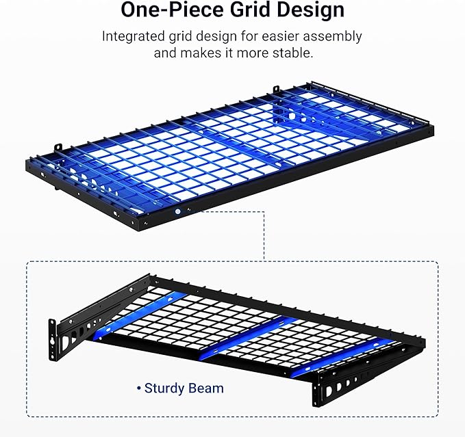 FLEXIMOUNTS 4 Pack 2x4ft Garage Storage 24x48 inch Heavy Duty Bike Wall Shelving Rack, 1320lbs Total Weight Capacity, Black, Pro Series