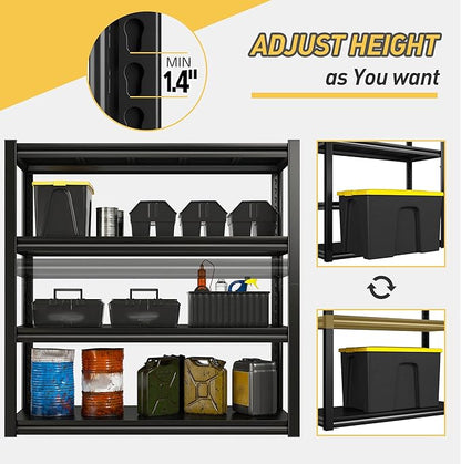 Raybee 40" W Garage Shelving, Storage Shelves 56.9" H, Metal Shelving Heavy Duty Load 1600LBS, Adjustable Metal Shelves for Storage Pantry Kitchen 40" W x 19.1" D x 56.9" H