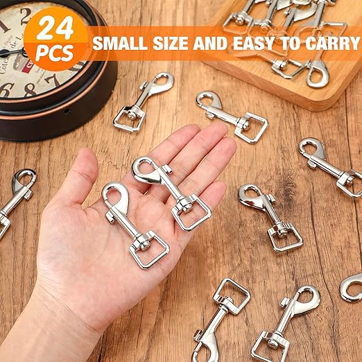 Therwen 24 Pcs Swivel Snap Hooks for Dog Leash Heavy Duty 2.76 Inch Flag Clasp Single Ended Clip Hooks Multipurpose Bolt Snap for Keychain Camera Strap Linking Pet Leash(Groovy Style,0.63")