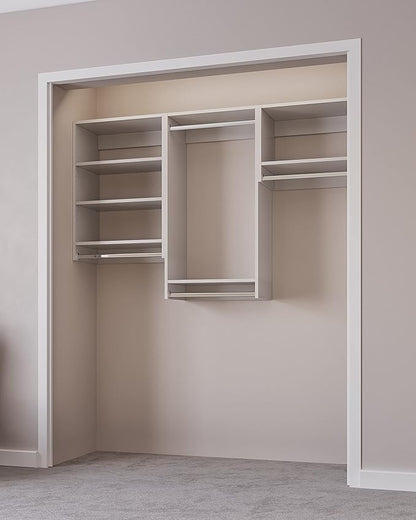 Closet Kit with Hanging Rods - Corner Closet System - Closet Shelves - Closet Organizers and Storage Shelves (White, 66 inches Wide) Closet Shelving