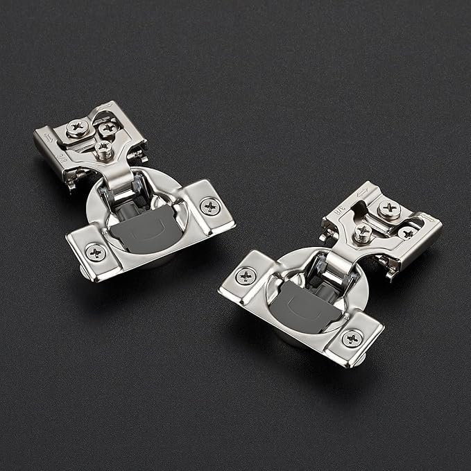 2 Pack 1 Pair 3/8 inch Overlay Soft Close Hinges for Kitchen Cabinet Hinges Satin Nickel Hidden Hinges Stainless Steel Concealed Hinge self Closing