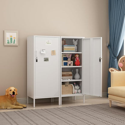 Metal Lokcer Cabinet (White, 19.69" D x 15.75" W x 49.21" H)