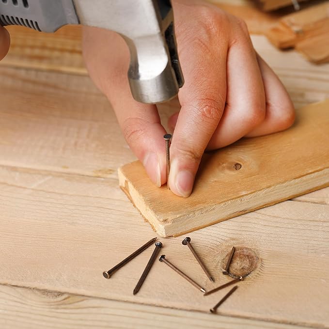 Mr. Pen- Nail Assortment Kit, 600 pcs, 4 Sizes, Bronze, Small Nails for Hanging Pictures, Finishing Nails