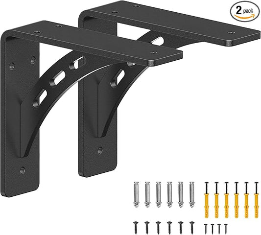6 inch x 5 inch Heavy Duty Shelf Brackets ,Premium Alloy Metal Mantel Brackets (Set of 2) Fireplace Mantel Brackets - Countertop Support (6'' x 5 '')