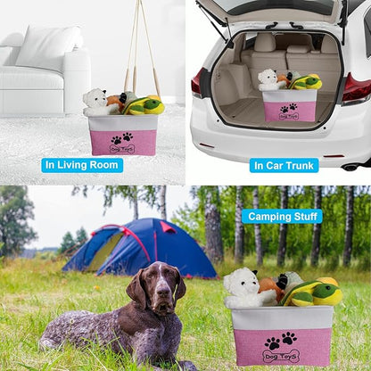 Large Dog Toy Basket Collapsible Dog Toy Box Shape Keeping Rectangle Dog Toy Bin for Pet Toys, Accessories
