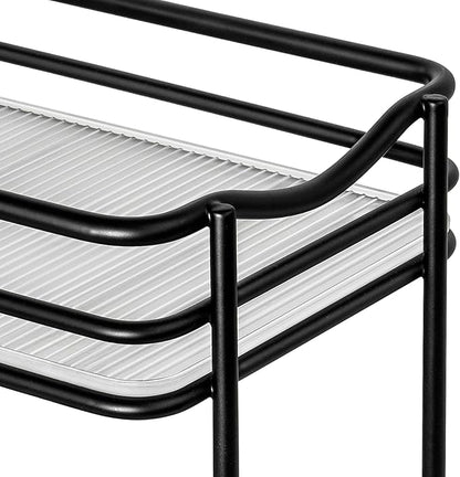 LYNK PROFESSIONAL® Pull Out Spice Rack Organizer for Inside Kitchen Cabinets - 4-3/8 inch Wide - Slide Out Drawer – Black Sliding Spice Organization for cabinet - Spice Racks - 2 Tier