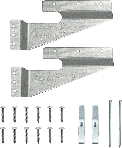PHS Wall Buddies Large Picture Hanger – Supports 60 lbs, 5 Pack Self-Leveling Sawtooth Mounting Brackets for Wood Frames, Secure Picture Hanging Hardware – Includes Hooks, Nails & Screws