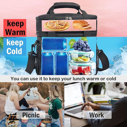 Tactical Lunch Box for Men & Women – Expandable 16L Double Deck Insulated Cooler Bag for Work, Construction & 12-Hour Shifts – Heavy Duty Leakproof Large Meal Prep Tote with Shoulder Strap