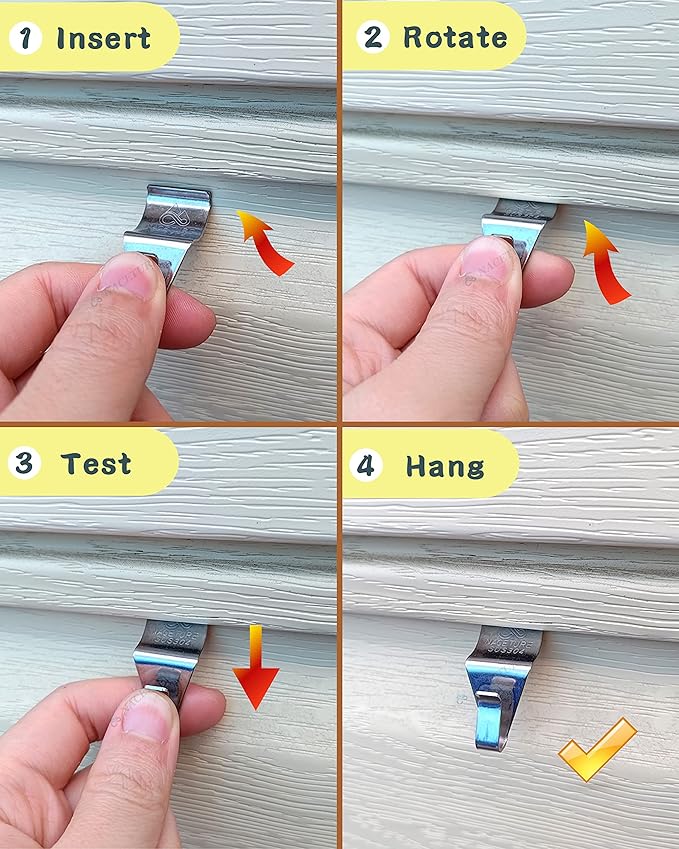 NACETURE Vinyl Siding Hooks (30 Pack) | Heavy Duty Patio Decor Siding Clips | Hanging Outdoor String Lights | Deck Decorations Outdoor Light Clips