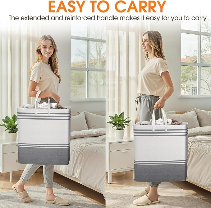 4 Pack Large Laundry Baskets, Laundry Hampers, Freestanding Waterproof Collapsible Clothes Bag with Extended & Reinforced Handles - Clothes Basket for Dorm, Bathroom, Home (100L)
