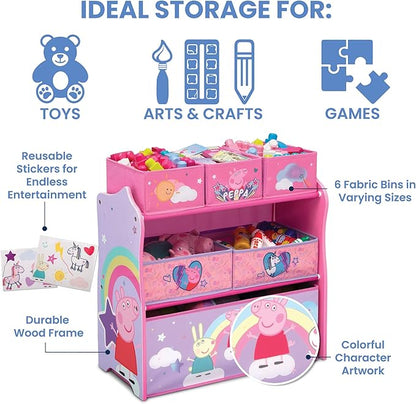 Delta Children Design & Store 6 Bin Toy Storage Organizer, Peppa Pig