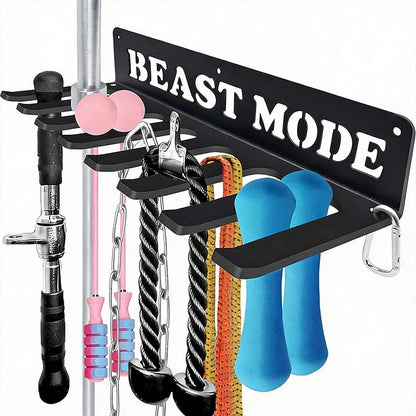Gym Home Rack 8 Hook Heavy-Duty Wall-mounted Organizer Multi-Purpose Workout Gear Wall Hanger Storage for Resistance Bands Jump Ropes Lifting Belt Fitness Bands Barbells Carabiners Included