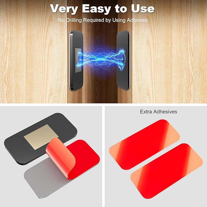 10 Pack Black Magnetic Door Catch, Ultra Thin Cabinet Door Magnets, Adhesive Drawer Magnets to Stay Closed, Stainless Steel Cabinet Latch Easy to Install with Double Sided Tape