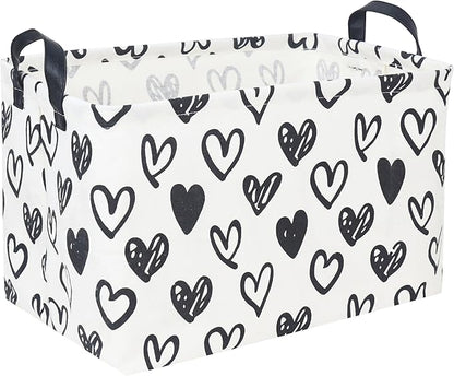 Rectangular Kids Basket,Heart Basket,Cute Storage Bin Toy Organizer Box Love Room Decor for Home(Line heart )