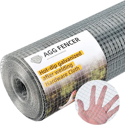 60inch x 100ft Hardware Cloth 1/2 inch Chicken Wire Fencing 19Ga, Hot Dipped Galvanized After Welding Garden Plant Supports Welded Metal Chicken Wire Fence Poultry Animal Netting Cage Screen