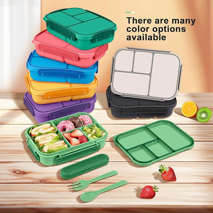 Lunch Box Kids,Bento Box Adult,Leakproof Lunch Containers for Adults/Kids/Toddler,1200ML-4 Compartments bento Lunch box with Utensil,Microwave & Dishwasher & Freezer Safe (Cyan)